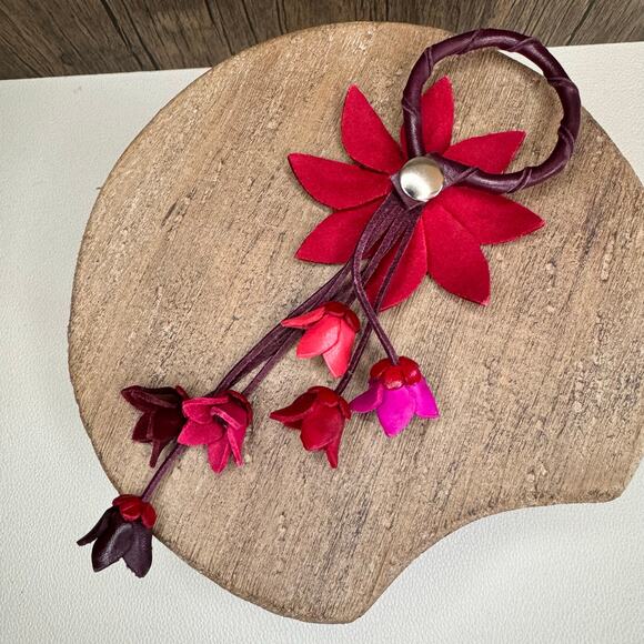 Genuine Leather Bag Charm Leather Purse Accessories Flower Bag Charm NEW - Picture 7 of 8